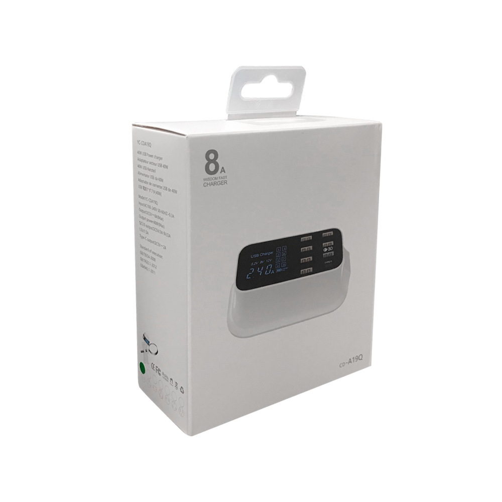 CD-A19Q USB Charger LCD 8 port 40W - แท่นชาร์จ USB 7 ช่อง รองรับ QC3.0, PD,Type-C