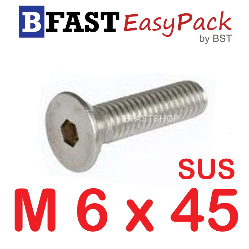 สกรูหัวจมเตเปอร์สแตนเลส SUS M6 x 45 (5 ตัว/ถุง)