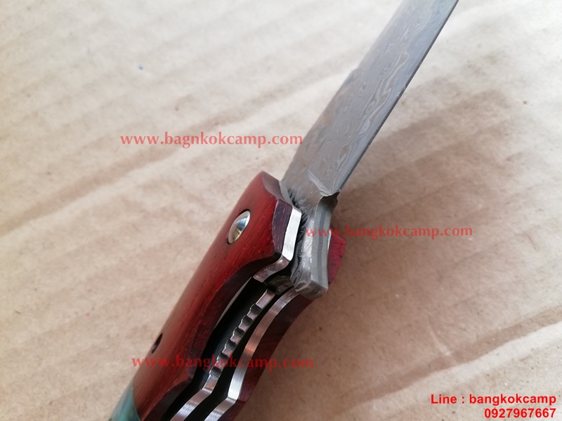 มีดพับ ดามัสกัส Damascus พร้อมซองหนังแท้ (เล่มใหญ่ 2)