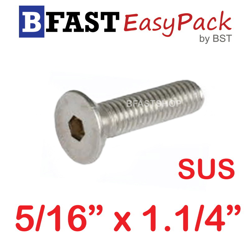 สกรูหัวจมเตเปอร์สแตนเลส SUS 5/16" x 1.1/4" ( 3 ตัว/ถุง )