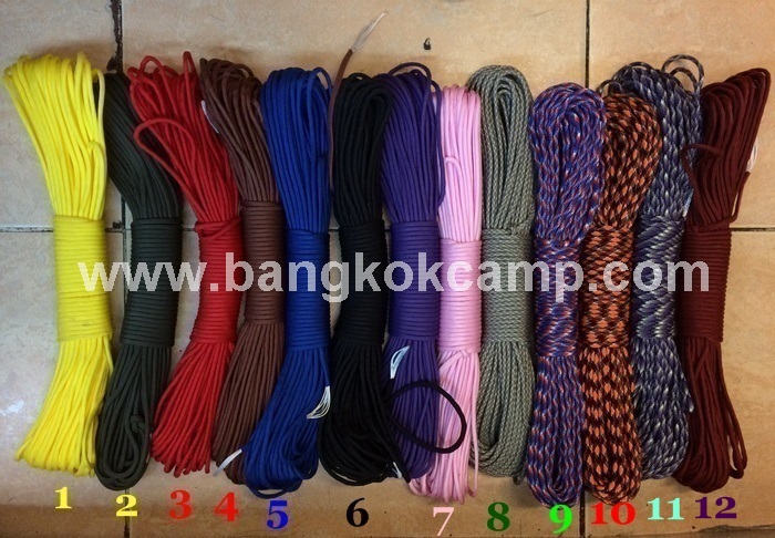 PARACORD เชือกพาราคอต​ อเนกประสงค์ ยาว30เมตร (100ฟุต) แกนในเชือก7เส้น รับน้ำหนัก550ปอนด์​ (สีดำ)​