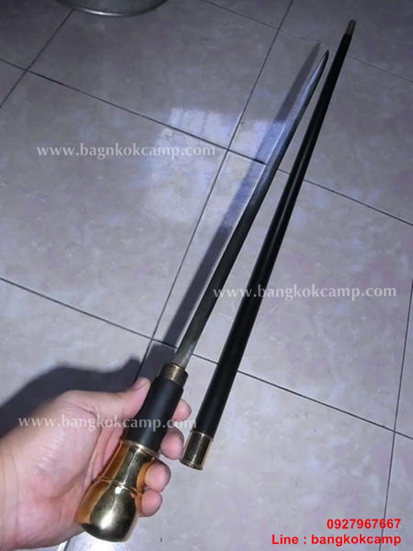 ไม้ตะพด ซ่อนมีด ประดับเหรียญ ร.5 สวย คลาสิก