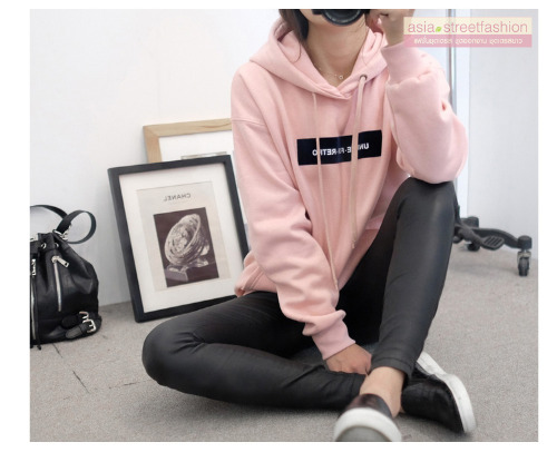 เสื้อกันหนาวฮู้ดดี้ แฟชั่นเกาหลี สีชมพู น่ารักมากจ้า ผ้าเนื้อไม่หนาใส่ในไทยได้จ้า พร้อมส่ง งานจริงในภาพสุดท้าย