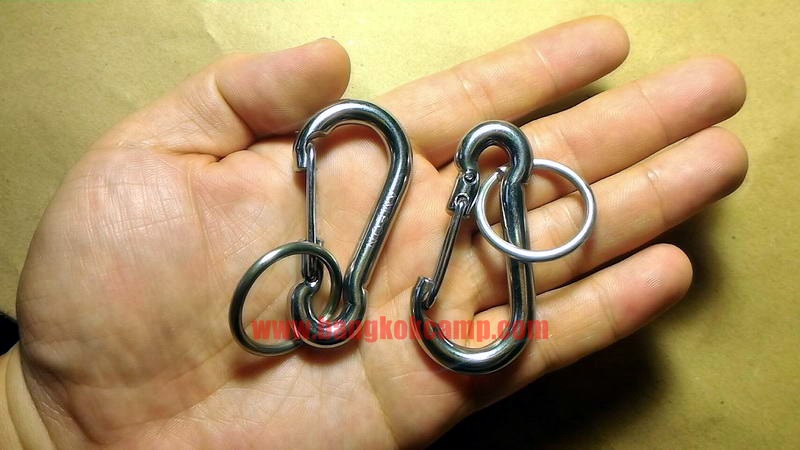 พวงกุญแจ คาราบิเนอร์ Carabiners สแน็ปลิงค์ Snaplink ตะขอเกี่ยว - สแตนเลส (แบบบอลลูน) ขนาดยาว2.5นิ้ว (ห่วงถอดได้)