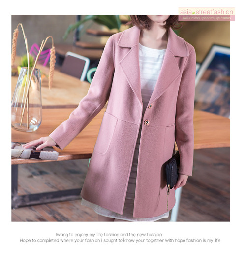 เสื้อโค้ท สไตล์เกาหลี ทรงคลาสสิค ใส่ง่ายเข้ากับทุกชุด กันหนาวได้ดี พร้อมส่ง สีชมพูอ่อน