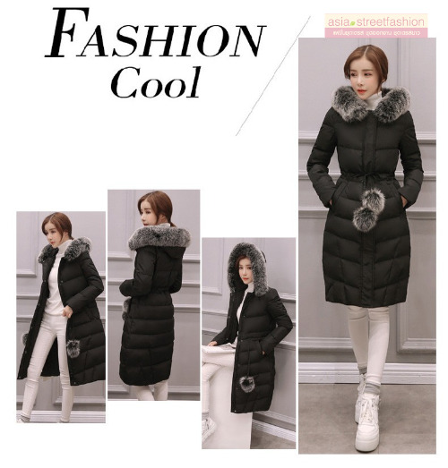 เสื้อกันหนาวฮู้ดดี้ ทรงยาว แต่งเฟอร์ฟู งานเกรดดีเหมือนแบบ อุ่นมาก หิมะก็เอาอยู่ (ถอดขนถอดฮู้ดได้)
