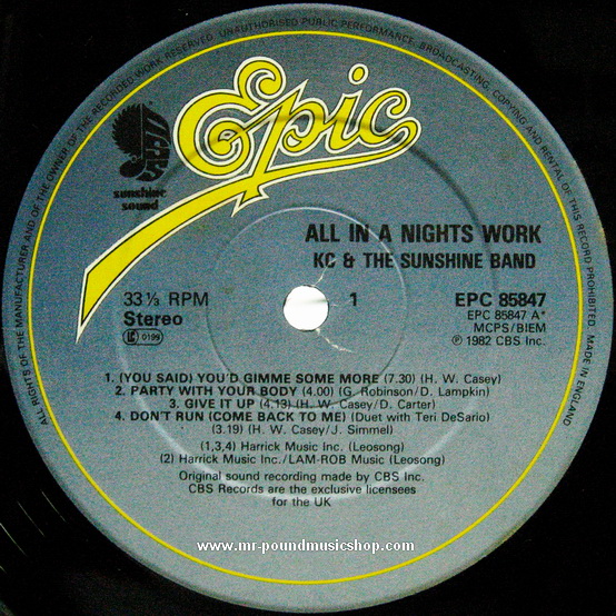 KC and The Sunshine Band - All In A Night's Work