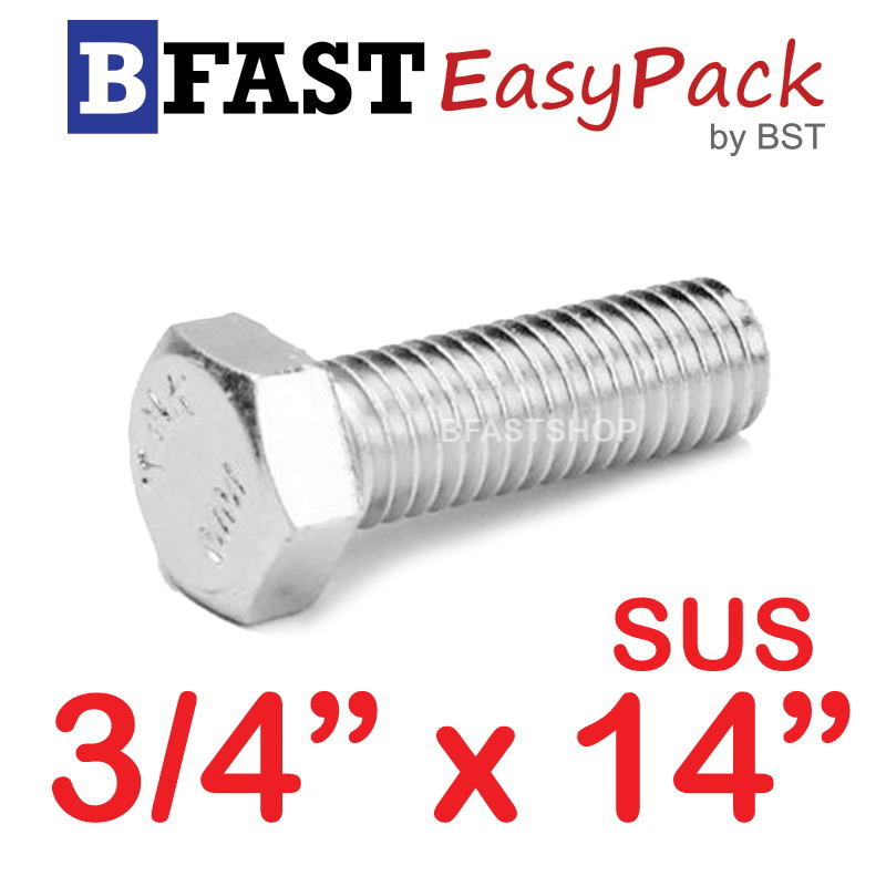 สกรูหัวเหลี่ยมสแตนเลส 3/4" x 14" (1 ตัว)