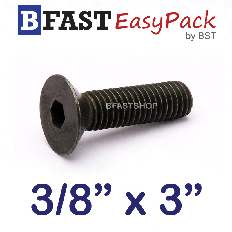 สกรูหัวจมเตเปอร์ดำ 3/8" x 3" (2 ตัว/ถุง)