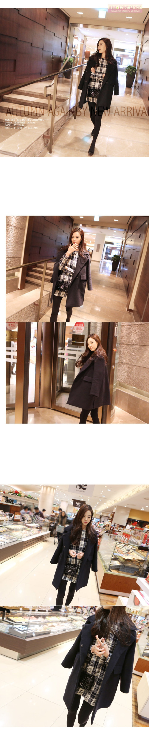 เสื้อโค้ทกันหนาว สีดำ ทรงสวย ใส่ได้หลายแบบ ผ้าดีบุซับในกันลม BLACK L