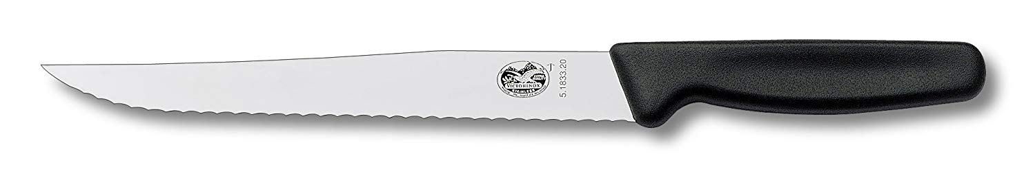 มีดหั่นเนื้อ/สเต๊ก VICTORINOX Carving Knife Serrated, KNIFE PLASTIC HANDLE Made in Switzerland ใหม่ แท้ (5.1833.20B)