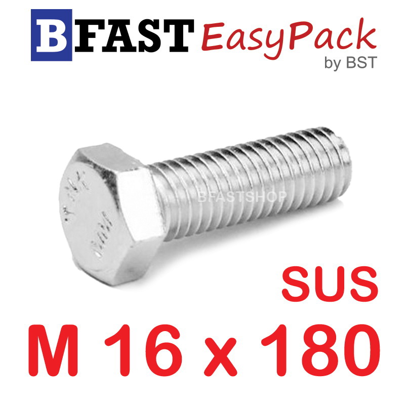 สกรูหัวเหลี่ยมสแตนเลส M16 x 180