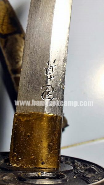 ดาบญี่ปุ่นลายเสือเล่มเล็ก ฮาราคีรี กระไหล่เงิน ใบมีดเป็นเหล็กลาย (ใบมีดดามัสกัส)