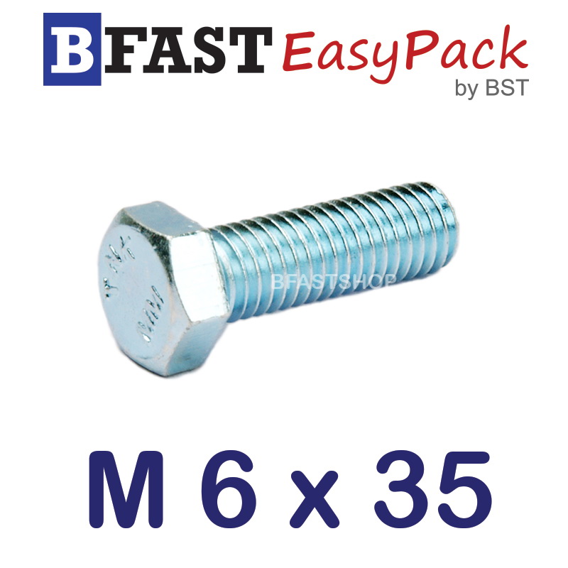 สกรูมิลขาว M 6 x 35 (8 ตัว/ถุง) *เกลียวตลอด*