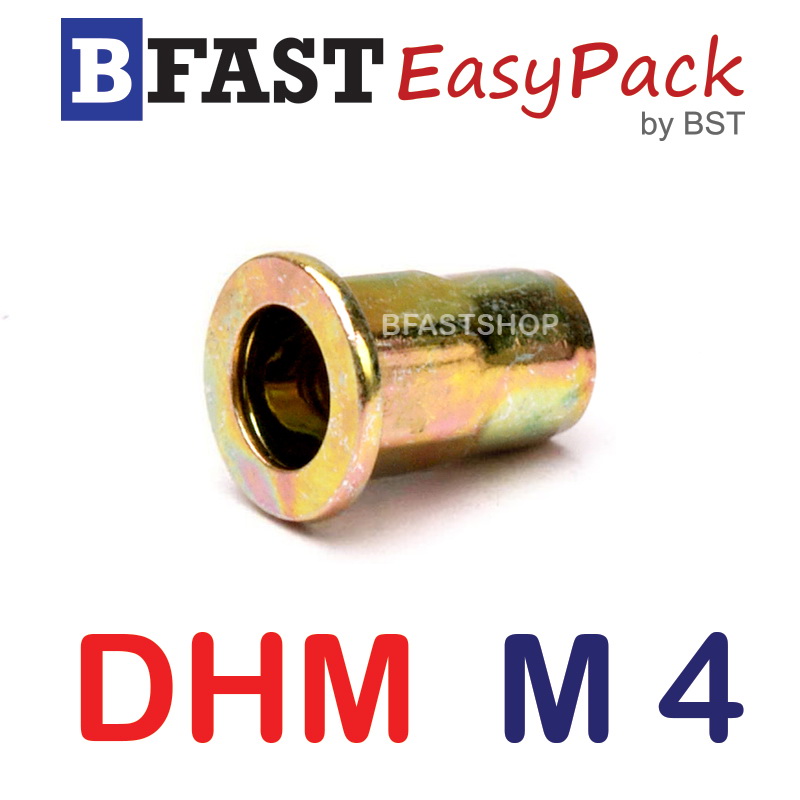 รีเวทนัท หัวแบนคอเหลี่ยม DHM M4 (4 ตัว/ถุง)