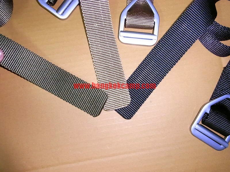 เข็มขัด หัวโลหะขาว สีทราย