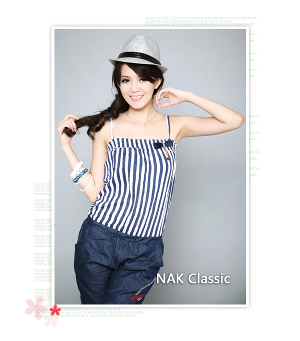 jumpsuit ชุดเอี๊ยมกางเกงขาสั้น สีน้ำเงิน ลายเส้นขาว สายเดี่ยว กระเป๋าข้าง ใส่เที่ยวชิวๆ น่ารัก