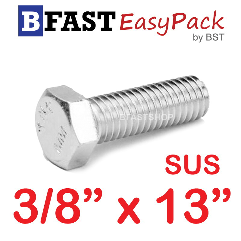 สกรูหัวเหลี่ยมสแตนเลส 3/8" x 13" (1 ตัว)