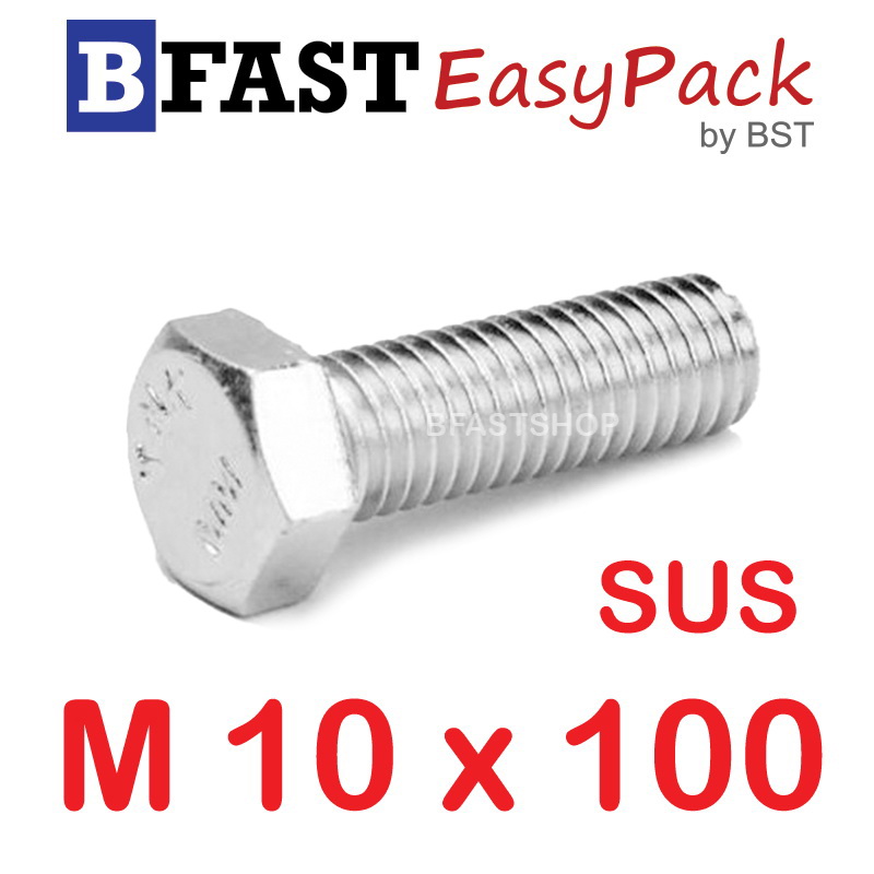 สกรูหัวเหลี่ยมสแตนเลส M10 x 100 (2 ตัว)