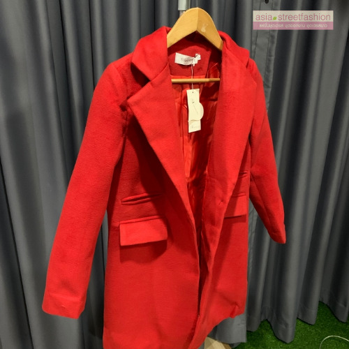 เสื้อโค้ท สไตล์เกาหลี ทรงโคล่ง แบบเก๋ ผ้าหนากันหนาวได้ดี บุซับในกันลม พร้อมส่ง สีแดง