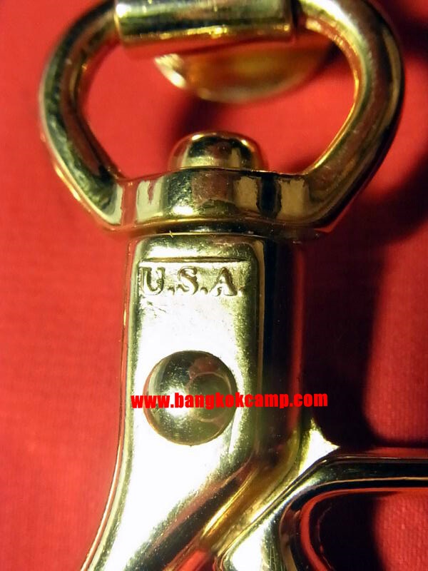 พวงกุญแจ ก้ามปู ตะขอเกี่ยว 2ระบบ- สแตนเลส สีทอง Made in USA.