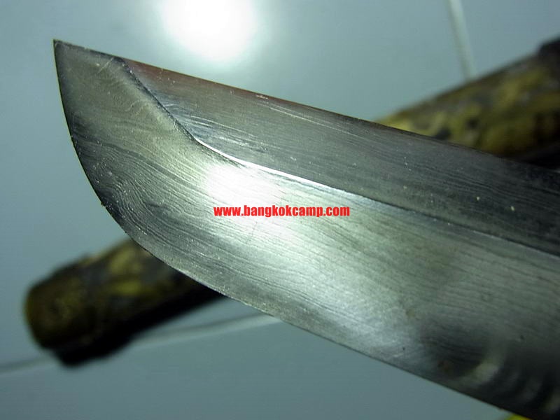 ซามูไรสั้น ดาบญี่ปุ่น ลายเสือเล่มเล็ก ฮาราคีรี กระไหล่เงิน ใบมีดเป็นเหล็กลาย (ใบมีดดามัสกัส)