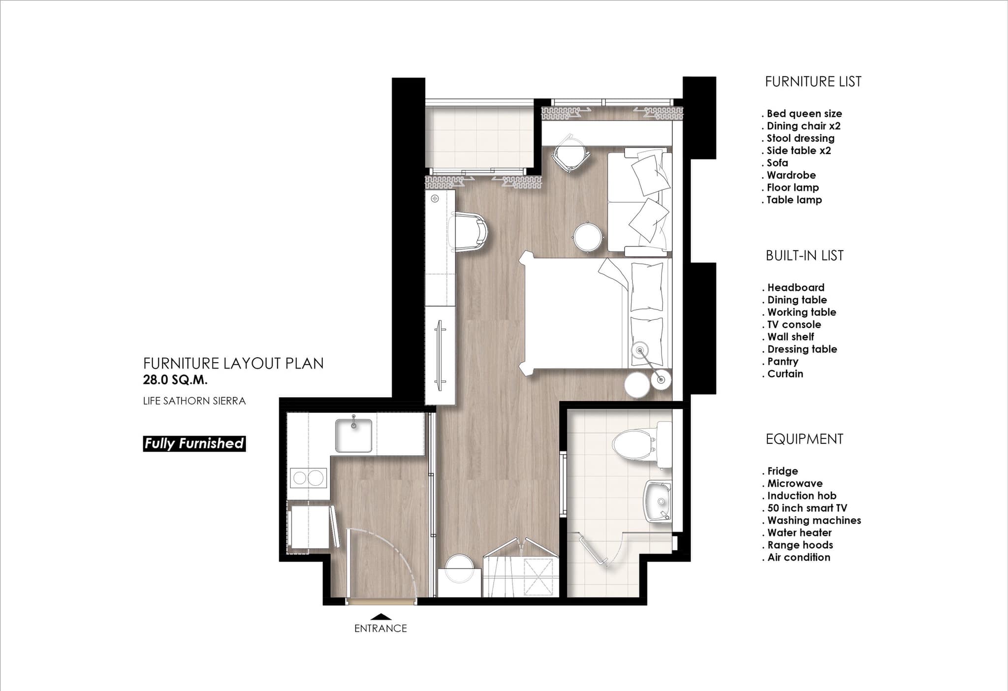 ให้เช่าคอนโด ไลฟ์ สาทร เซียร์รา ตลาดพลู (Life Sathorn Sierra Talat phlu ) 1 ห้องนอน ขนาด 28 SQ.M ชั้น 17 หน้าต่างทิศเหนือ หัวเตียงทิศตะวันออก