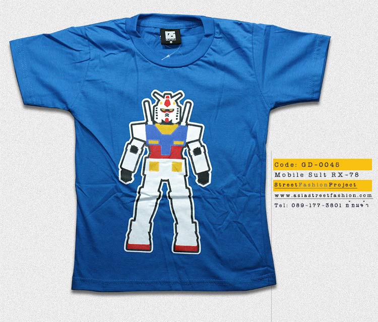 T-Shirt เสื้อยืดเด็ก เสื้อยืดกันดั้ม Mobie Suit Gundam (Zaku II) สุดเท่ห์ สีฟ้า จากร้าน GUNZU เสื้อยืดเด็ก!! Asia Street Fashion