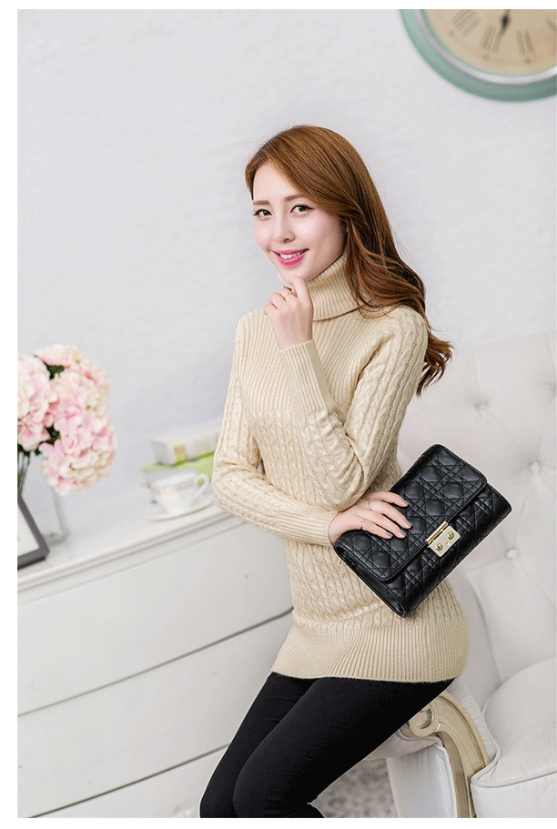 fashion เสื้อไหมพรมคอเต่า สเวตเตอร์ สีเบจ ใส่เที่ยว ทำงาน ใส่คู่กับสูทก็ดูดี น่ารักๆ