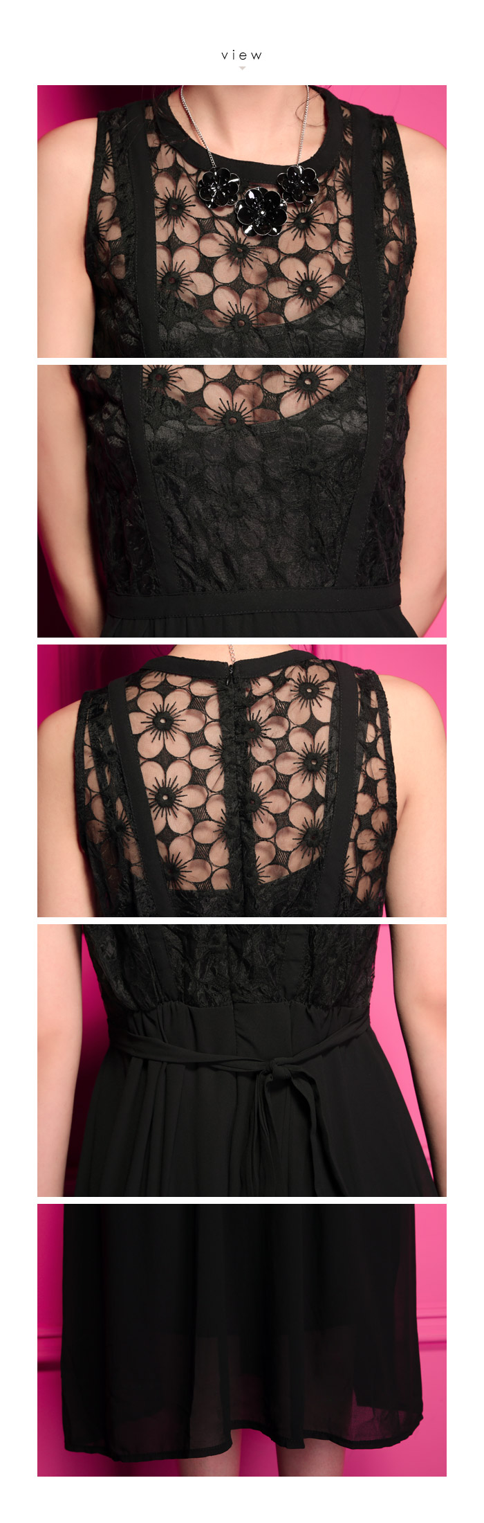 maxi dress ชุดเดรสยาวแฟชั่นแขนกุด ใส่ทำงาน กระโปรงผ้าชีฟอง แต่งโบว์ สีดำ ออกงานกลางวัน Asia Street Fashion