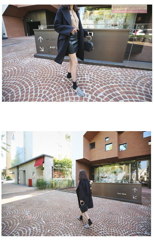 OverCoat เสื้อโค้ทกันหนาว สไตล์เกาหลี แต่งสายคาดหลัง ทรงโคล่ง ผ้าวูลผสมเนื้อดี บุซับในกันลม พร้อมส่ง กรมท่า