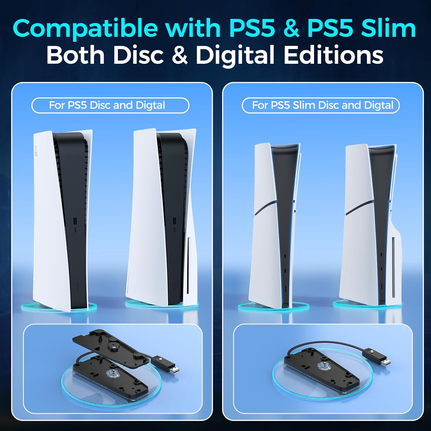 IINE ฐานวางเครื่อง RGB PS5 ใช้ได้ทุกรุ่น PS5/Slim/Pro