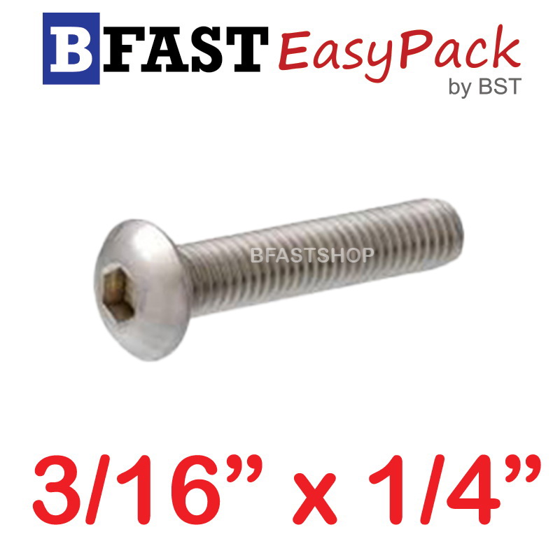 สกรูหัวจมกลมสแตนเลส SUS 3/16" x 1/4" ( 6 ตัว/ถุง )