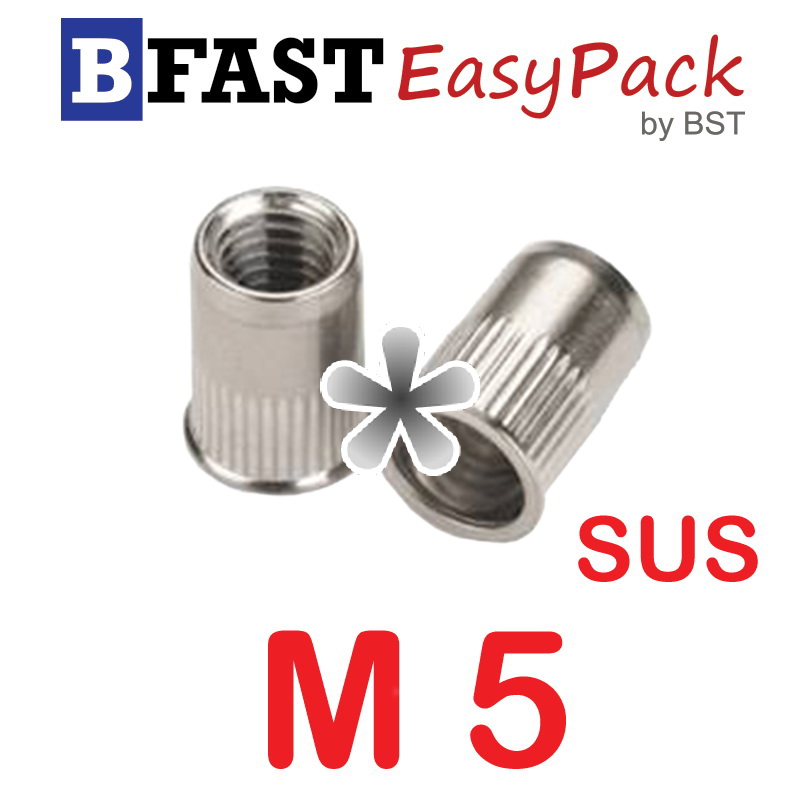 รีเวท-นัท หัวเตเปอร์ คอลาย สแตนเลส SUS M5 ( 1 ตัว/ถุง )