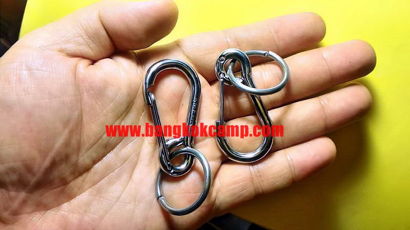 พวงกุญแจ คาราบิเนอร์ Carabiners สแน็ปลิงค์ Snaplink ตะขอเกี่ยว - สแตนเลส (แบบบอลลูน) ขนาดยาว2นิ้ว