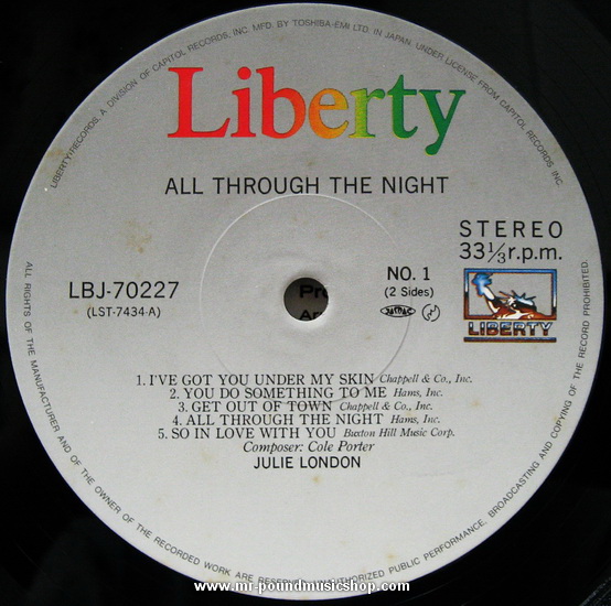 Julie London With The Bud Shank Quintet - All Through The Night