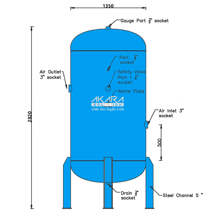 ถังพักลม Air Tank ขนาด 3000 ลิตร