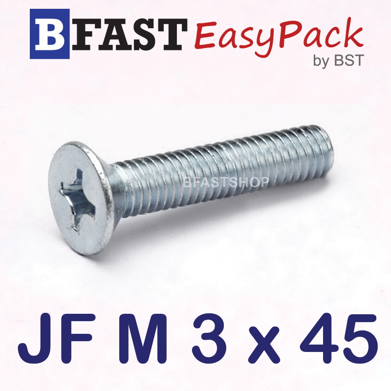 สกรูมิลสี่แฉก JF M 3 x 45 (25 ตัว/ถุง)