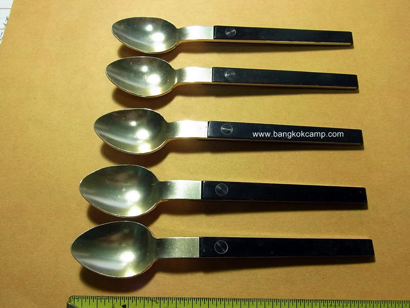ช้อนญี่ปุ่นโบราณ เนื้ออลูมิเนียม (5อัน) ใหม่เก่าเก็บ Made in Japan