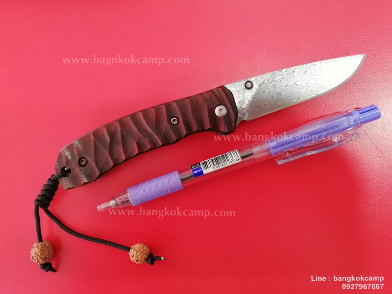 มีดพับ ดามัสกัส Damascus ด้ามไม้ (7)