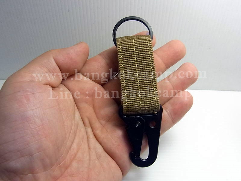 พวงกุญแจ ผ้าคอดูร่า คาราบิเนอร์ Carabiners สแน็ปลิงค์ Snaplink ตะขอเกี่ยว - ห่วงถอดได้ เหน็บเข็มขัดได้ (แบบ1-สีทราย / สีครีม)