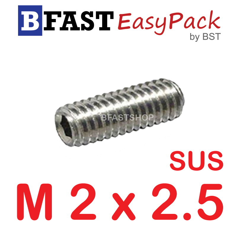 สกรูตัวหนอนสแตนเลส SUS M2 x 2.5 (5 ตัว/ถุง)
