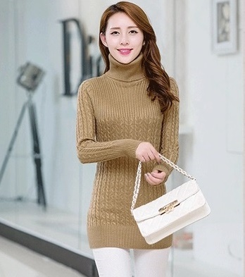 fashion เสื้อไหมพรมคอเต่า สเวตเตอร์ สีน้ำตาล ใส่เที่ยว ทำงาน ใส่คู่กับสูทก็ดูดี น่ารักๆ