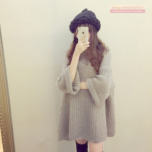 เสื้อไหมพรมตัวโคล่ง Sweater เกาหลีฝุดๆ ยืดได้เยอะ พร้อมส่ง