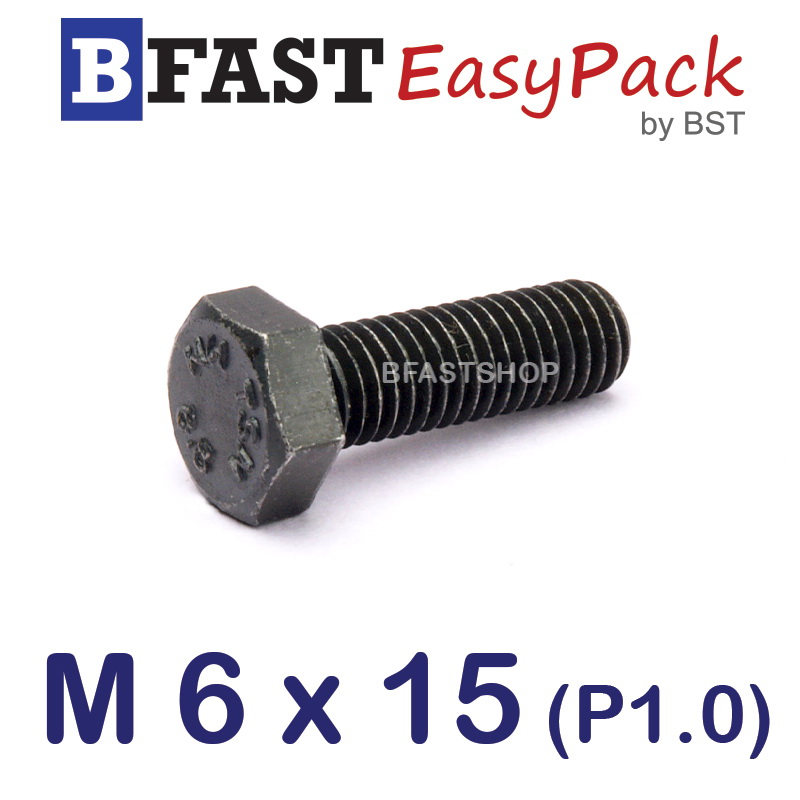 สกรูมิลดำ M 6 x 15 (15 ตัว/ถุง) *เกลียวตลอด*