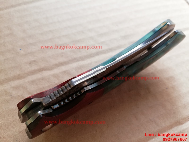 มีดพับ ดามัสกัส Damascus พร้อมซองหนังแท้ (เล่มใหญ่ 2)