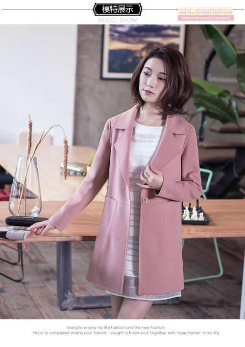 เสื้อโค้ท สไตล์เกาหลี ทรงคลาสสิค ใส่ง่ายเข้ากับทุกชุด กันหนาวได้ดี พร้อมส่ง สีชมพูอ่อน