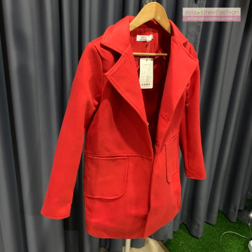 เสื้อโค้ท สไตล์เกาหลี ทรงคลาสสิค ใส่ง่ายเข้ากับทุกชุด กันหนาวได้ดี พร้อมส่ง สีแดง