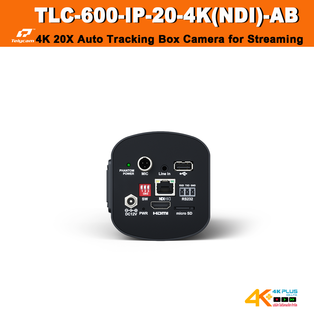 Telycam TLC-600-IP-20-4K(NDI)-AB [VISION+ 4KZ] 4K 20X Auto Tracking Box Camera for Streaming