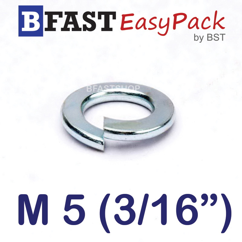 แหวนสปริง M5 (3/16") ชุบขาว (50 ตัว/ถุง)